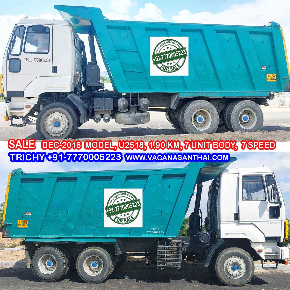 10 வீல் Ashok Leyland U2518 (Dec-2016) Long சேஸ் | 7-Speed Heavy Duty Tipper For Sale | FC & Insurance Updated | #Tipper #Leyland #10Wheel